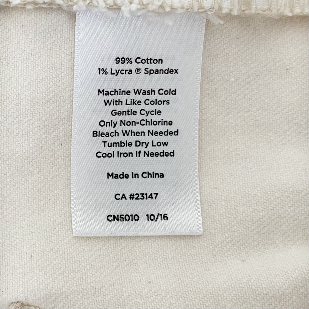 Talbots Cream Cotton Denim Straight Leg‎ Pants Slim Ankle Size 16 - Picture 7 of 12